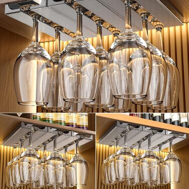 Тримачі для келихів вина SAMSYOKI (4 шт.) - підвісні, самоклеючі, для кухні, бару, ресторану (сірий)