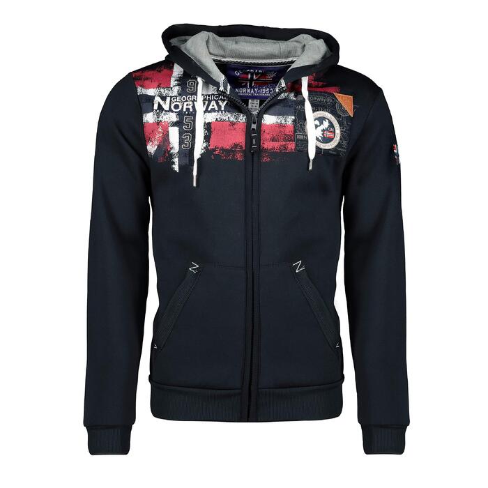 Чоловіча толстовка-худі Geographical Norway Fespote з капюшоном та кишенями, теплий спортивний світшот на блискавці, темно-синій