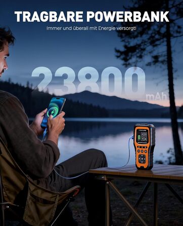 Портативний пусковий пристрій TREKURE 6000A з OBD2 діагностикою та тестом акумулятора, 12V, для бензинових та дизельних авто до 10л, з LED-ліхтариком та вогнезахистом V0