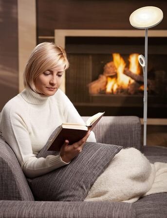 Світлодійна торшер Anten Klara з лампою для читання | Матова | 30W, регульована яскравість, пульт ДУ | 3 кольори світла | Безпечне регулювання яскравості | Світлодійна торшер для вітальні та офісу