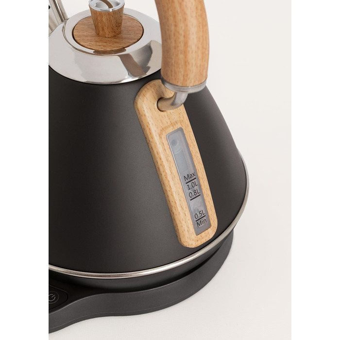 Електричний чайник RETRO PRO з регулюванням температури, 1 л, автоматичне відключення, швидке кип'ятіння, чорний