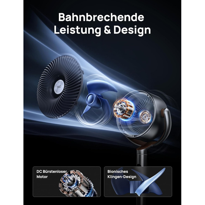 Вентилятор підлоговий Dreo, 102 см, 3 режими, 8 швидкостей, срібний, потужний, 1200 м³/год, 26 м відстань, 120° осциляція