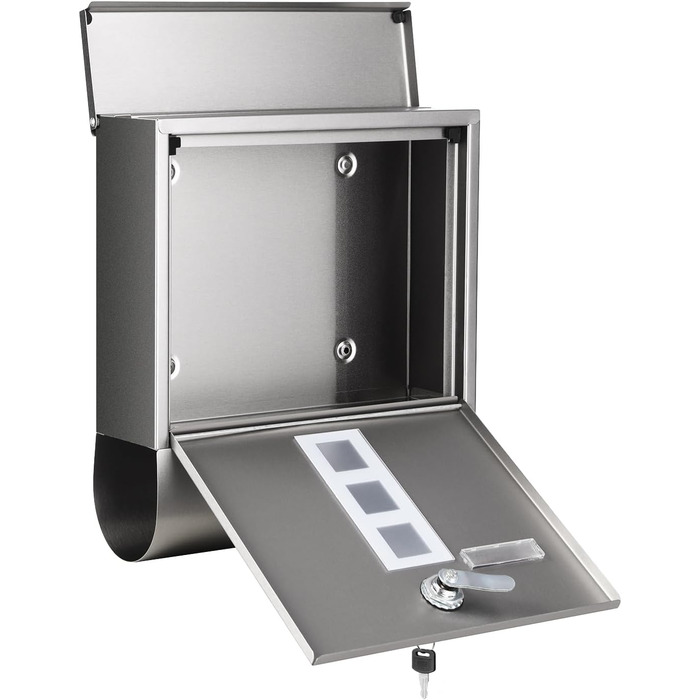 Поштова скринька SONGMICS з замком, оглядовим вікном та відділенням для газет, сіра (GMB20AG) - 10x30.8x33.8 см