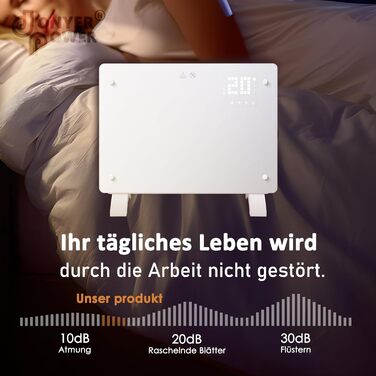 Конвектор DONYER POWER 2500W з Wi-Fi, 24H таймер, дистанційне керування, скло, настінний/підлоговий