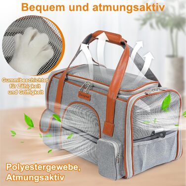 Транспортна сумка для котів та собак до 7 кг Demigreat, дихаюча переноска для середніх та маленьких котів та собак, сіра, 42x22x25 см