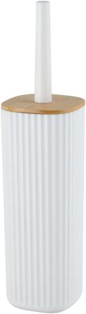 Набір для туалету WENKO Rotello: щітка та тримач з бамбуковим кришкою, білий/натуральний, Ø 10 x 36 см