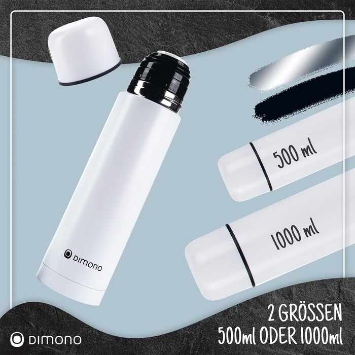 Термос з нержавіючої сталі з чашкою та щіткою, 500 мл; термос-термокана з подвійними стінками, ізольований, не протікає, придатний для миття в посудомийній машині, BPA-free