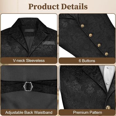 Жаккардова жилетка для костюма в стилі вікторіанської епохи: елегантний вибір для весілля, ділових зустрічей та святкування, розмір XXL