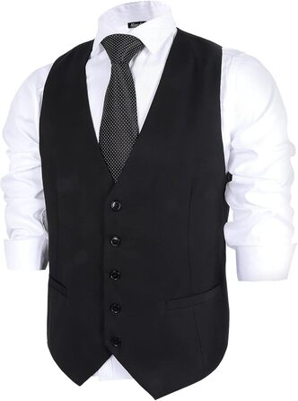 Чоловіча жилетка Alizeal для ділового костюма, однотонна, класичний крій, смокінг, чорна, L