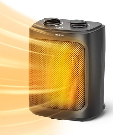 Електрична теплова гармата PELONIS 2000W, керамічний нагрівач з термостатом, таймером та захистом, чорний