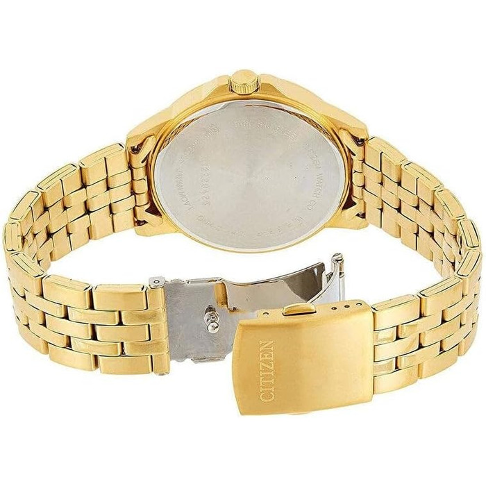 Чоловічий годинник Citizen з кварцовим механізмом на золотому ремінці