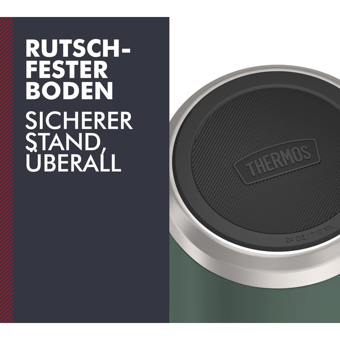 Термос ICON Food Jar 0,71 л, темно-сірий/графіт матовий, контейнер для їжі з подвійних стінок з нержавіючої сталі 18/8, зберігає тепло та холод, з відкидним ложкою, неслизьке дно, абсолютно герметичний