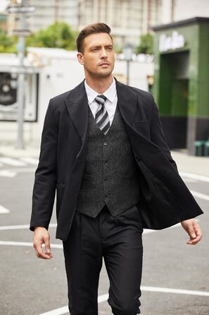 Чоловіча жилетка COOFANDY - стильний костюмний варіант для офісу, вечірки чи весілля, чорного кольору.