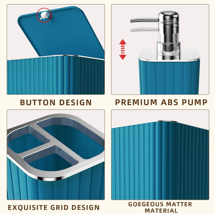 Набір аксесуарів для ванної кімнати – 10 предметів, зелений колір, WC-щітка, смітник, душова завіса, органайзер для душу