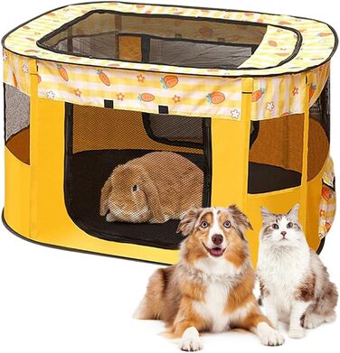 Клітка-забіг для цуценят та собак, переносний вольєр для тварин, 70x55x40 см (Жовтий)