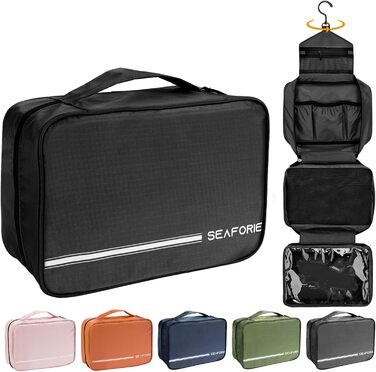 Сумка для туалетних аксесуарів на гачок, велика дорожня сумка-органайзер для жінок та чоловіків, 4-в-1 водонепроникна, армійний зелений (чорний)