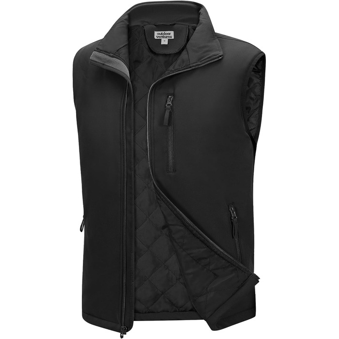 Чоловічий жилет Outdoor Venture з підкладкою, водовідштовхуючий, вітрозахисний, дихаючий. Ідеально для велоспорту, бігу та піших прогулянок (Чорний, M)