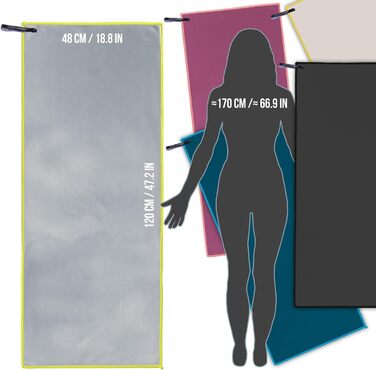 Спортивний рушник з мікрофібри для подорожей та спорту - швидковисихаючий, антибактеріальний, вбираючий (120 x 50 см, блакитний)