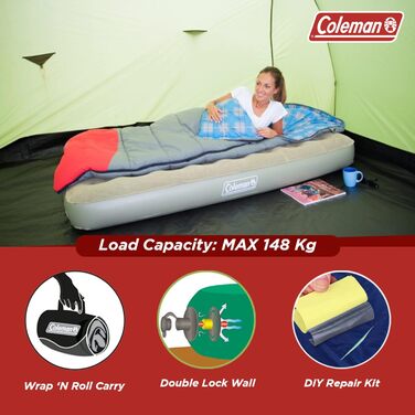 Надувне ліжко Coleman Comfort Bed Single для відпочинку на природі та вдома, 188 x 85 x 22 см, до 148 кг
