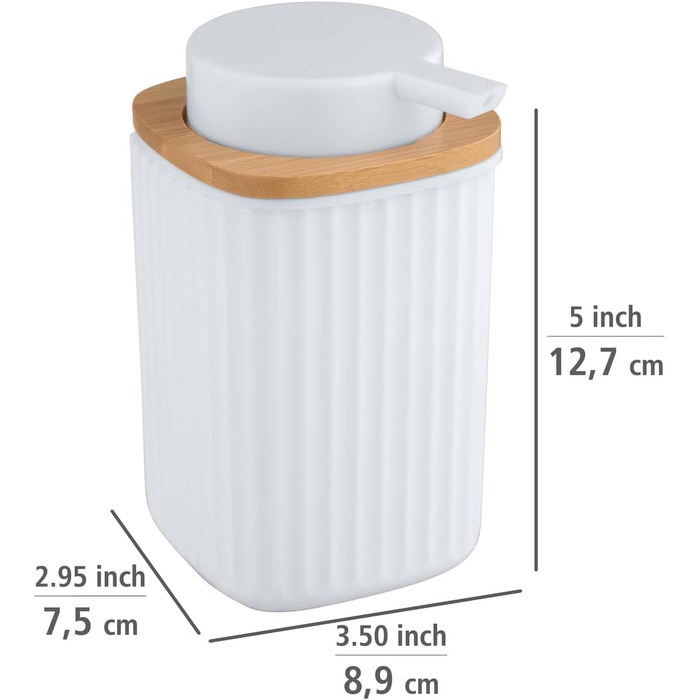 Дозатор для мила WENKO Rotello, 250 мл, з бамбуковим декором, для мила та засобів для миття посуду, червоний/натуральний