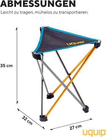 Складаний табурет Uquip Trinity M Mini - легкий, треножний, 150 кг, блакитно-жовтий (золото-сірий, великий)