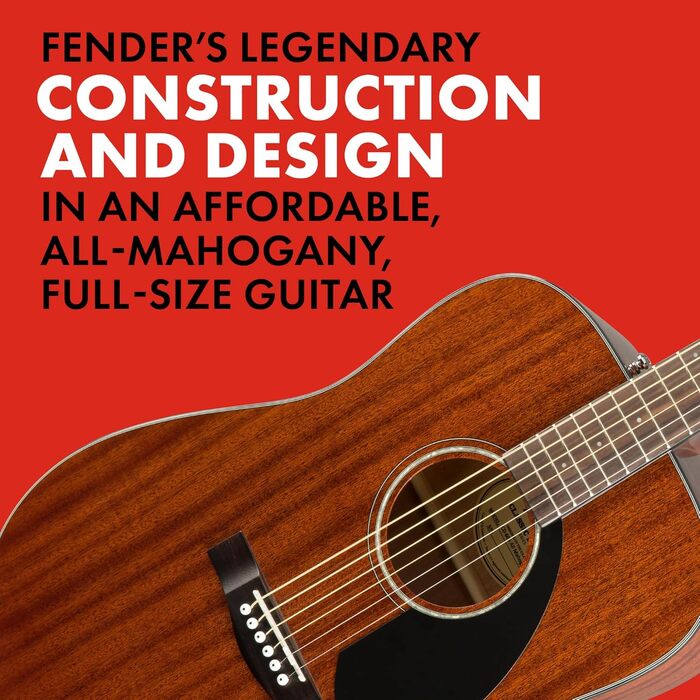 Акустична гітара Fender CD-60S Dreadnought з палісандровою накладкою, махагоні, натуральний колір, повний розмір, 970110022. Безкоштовні онлайн-уроки в комплекті
