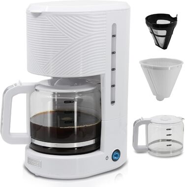 Набір Elegance Set: тостер з широкими слотами (2 шт.), електрочайник 1,7 л (бездротовий, 2200 Вт, BPA-free) + кавомашина з фільтром на 10 чашок (1,25 л), білий