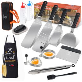 Набір шпатлів для грилю MUJUZE з нержавіючої сталі: аксесуари для планки, тепаньякі та кемпінгу. Подарунок для чоловіків та папи