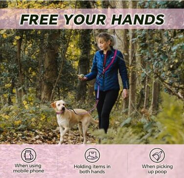 Міцна собача повідка COSYHOMELONDON без ривка, з амортизатором, для прогулянок та тренувань, з кріпленням для авторемня, 1.2-1.8 м (Bluebell)