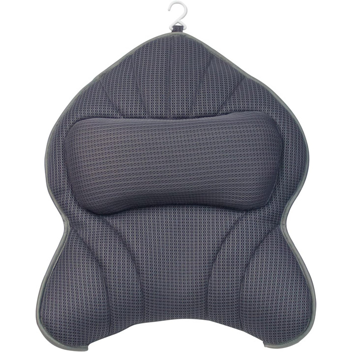 Poemland Extra Thick, Large Bathtub Pillow with Neck, Back, and Head Support for Bathtub, Spa, Soaking - Grey (19 x 15 inches)