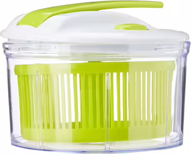 Ibili Salad Spinner with Pedal Function 24 cm, Stainless Steel, White/Green/Silver, (16 x 16 x 14 cm)