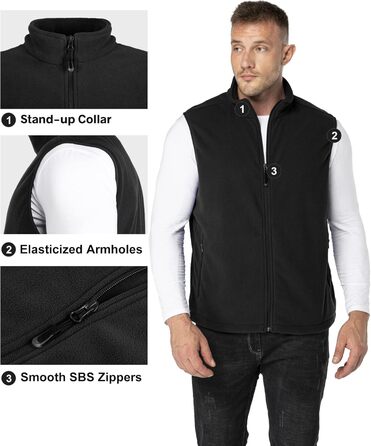 Чоловіча флісова жилетка 33000ft - ультралегка, без рукавів, з кишенями та блискавкою, чорна