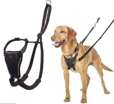 Нашийник для собак HATI No Pu Anti-Zug, великий розмір - запобігає потягування, відбиваючий матеріал, зручне регулювання (Чорний, M)