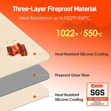 Термостійкий килимок 40 x 45 см - 1 мм, захист від нагріву для фритюрниці, вогнестійкий килимок для кухонних стільниць, масло- та водонепроникний, легко миється, 1 шт. (Хакі, 30x45x0.1 см)