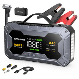 Powerbank AIMAPOW Starthilfe 12V для автомобіля, мотоцикла, газонокосарки. Запуск з LED-ліхтариком, великим екраном, 8000A