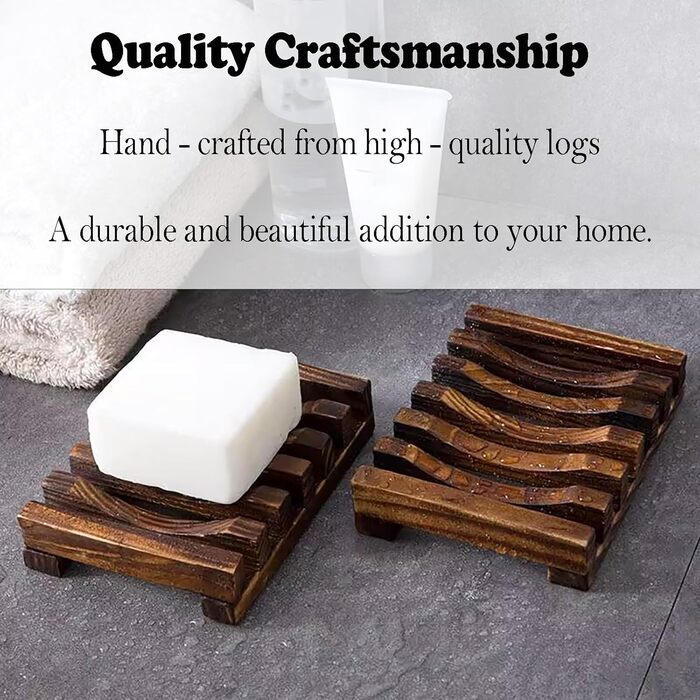 Дві дерев'яні мильниці еко-стилю для ванної кімнати та кухні, ручної роботи, біорозкладні