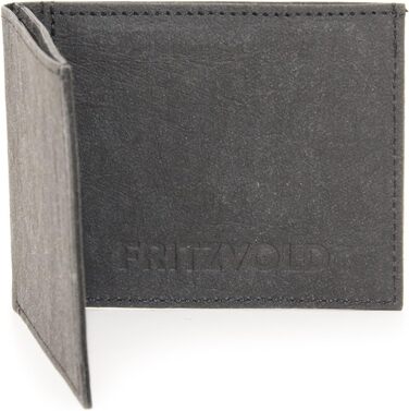 FRITZVOLD MINIMAL Wallet, RFID Protection & Expanded Coin Pocket, Small, Thin Wallet for Men, Extremely Flat Wallet, Slim Wallet, Wallet made of Washable Paper Leather, Black