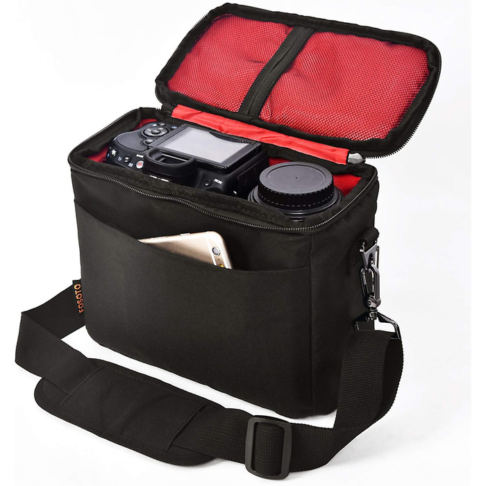 Чохол для DSLR камери FOSOTO: для Nikon, Canon, Sony. З дощем. Сумісний з D3400, D5600, D5500, D7500, EOS 4000D, 2000D, M50, A7R, A6400, A6100 (Чорний)