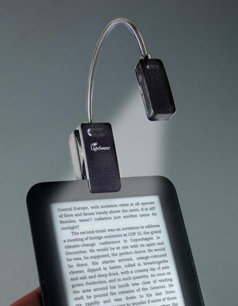 LED лампа для читання з кліпсою для Kindle, чорна - для книг, планшетів, нічник
