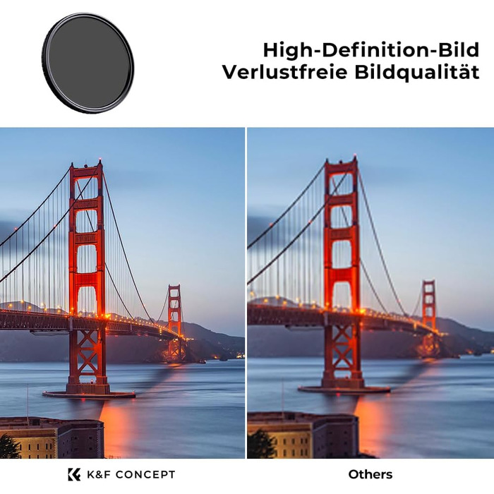 Фільтр ND K&F Concept 82mm Variabler ND Filter (ND2-32) Nano-Xcel для фотографії пейзажів та відео