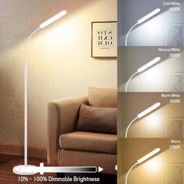 LED-стійка лампа Marctronic для вітальні, димерна, з пультом та сенсорним керуванням, 18W, 1800LM, сучасний дизайн, для офісу, спальні, біла