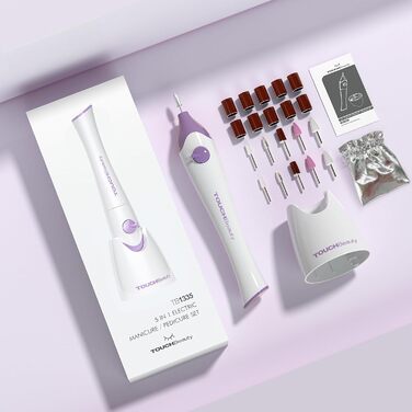 TOUCHBeauty Електричний фрезер для нігтів 5-в-1, бездротовий, манікюр/педикюр, набір з LED/UV сушаркою, AG-1335C (Лідний)