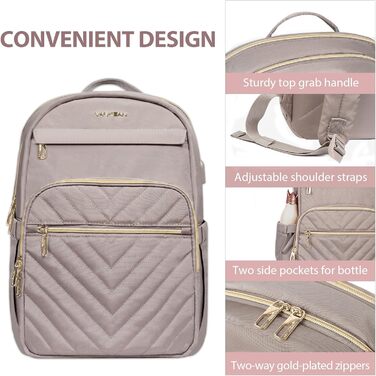 Рюкзак для ноутбука 15.6 дюймів Vankean, водонепроникний, з USB-портом для зарядки, чорний/рожевий, для жінок та чоловіків, для роботи, навчання, подорожей та кемпінгу