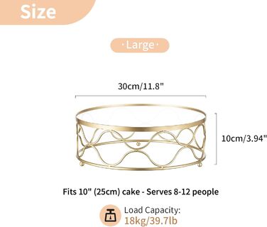 Золотий підставка для тортів NUPTIO: кругла, 30 см, для вечірок, днів народжень, хрестин, святкування