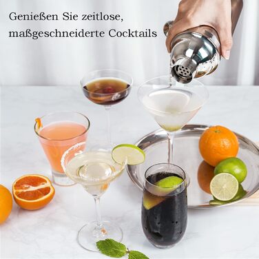 Набір для коктейлів 6 предметів з нержавіючої сталі, 750 мл, з рецептами - Барменський набір для дому, бару, вечірок