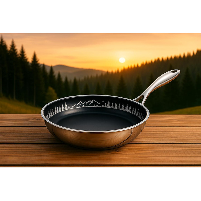 FIXLINE Black Forest Frying Pan 28cm - RED Design - Scratch-Resistant PTFE-Free Coating - Compatible with All Cooktops (including Induction) - Oven Safe up to 250°C - Easy Cleaning - Ideal Gift