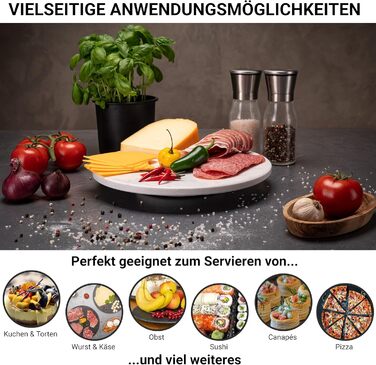 Rotating marble plate, round cake stand, cake plate, sausage plate, cheese plate, marble plate, serving platter with foot, serving dish, rotating tray, tiered cake stand, decoration tray, table decoration