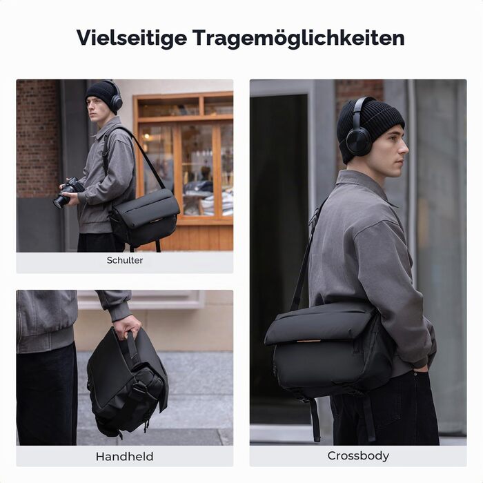 Сумка для фототехніки K&F Concept 15L, водовідштовхуюча сумка для камери та аксесуарів (Чорна)