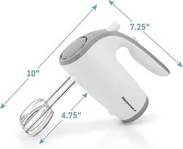 Електричний міксер для кухні Elite Gourmet EHM-003X Ultra Power, 5 швидкостей, білий