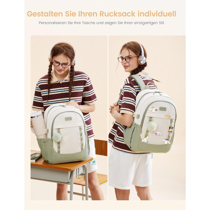 LOVEVOOK Рюкзак для школи дівчинки-підлітка, 15.6 дюймів, рюкзак для ноутбука, легка шкільна сумка, рюкзак для школи, середньої школи, з помпоном, повсякденний, світло-жовтогарячий